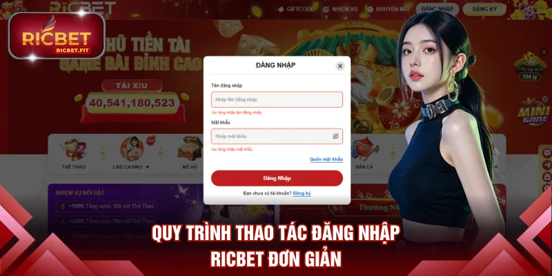 Quy trình thao tác đăng nhập RICBET đơn giản