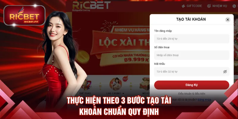 Thực hiện theo 3 bước tạo tài khoản chuẩn quy định